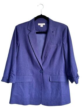 Coldwater Creek Blue-Purple Linen Blend Blazer Jacket Women's 8 Business Office